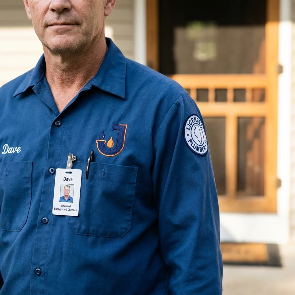 Licensed plumber showing ID badge in Chino Hills, CA