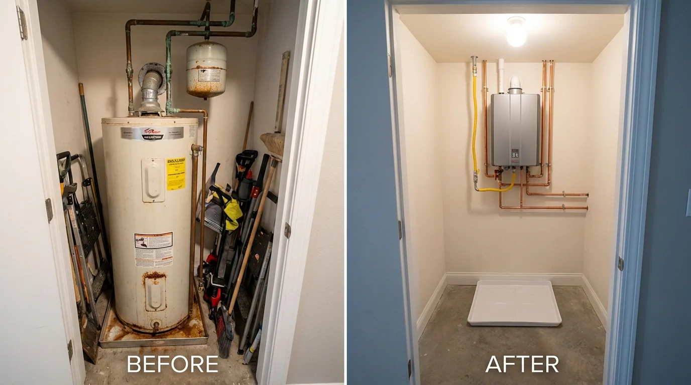 Tank water heater versus wall-mounted tankless unit comparison for Chino Hills, CA homeowners