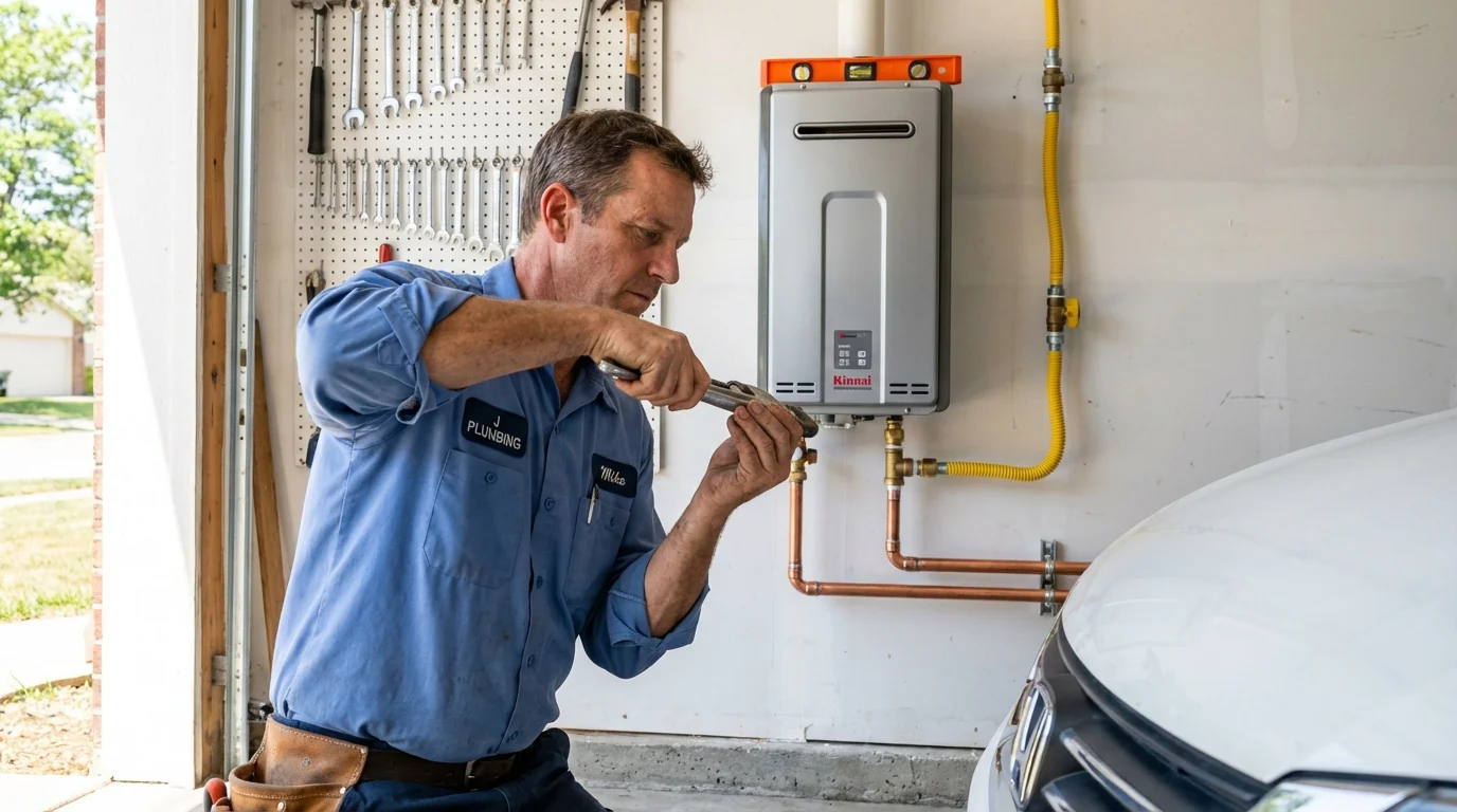 Tankless water heater installation by a Johns Plumbing LLC plumber in Chino Hills